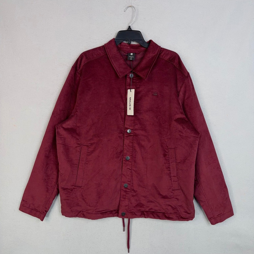 G-Star RAW Jacket Mens XL Port Red Corduroy Coach Shacket Streetwear MWT
